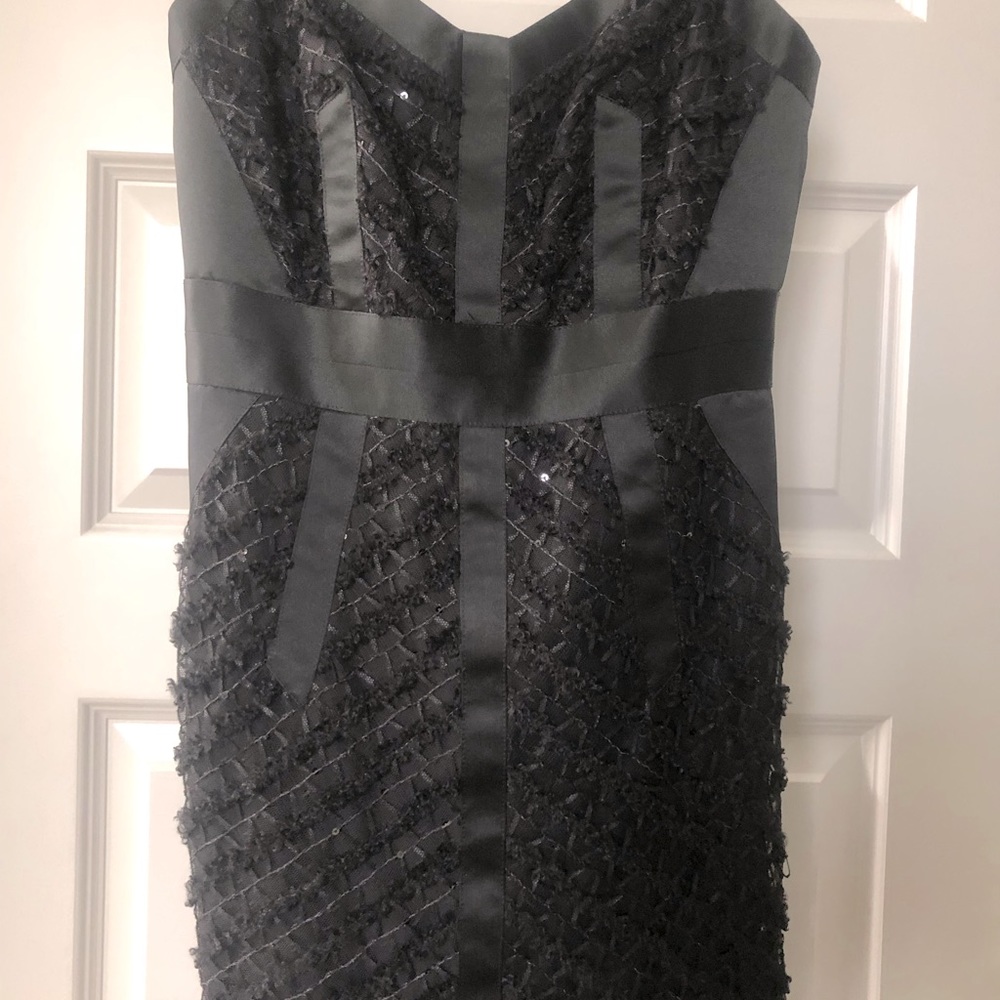 Milly black satin and sequin mini dress, size 4